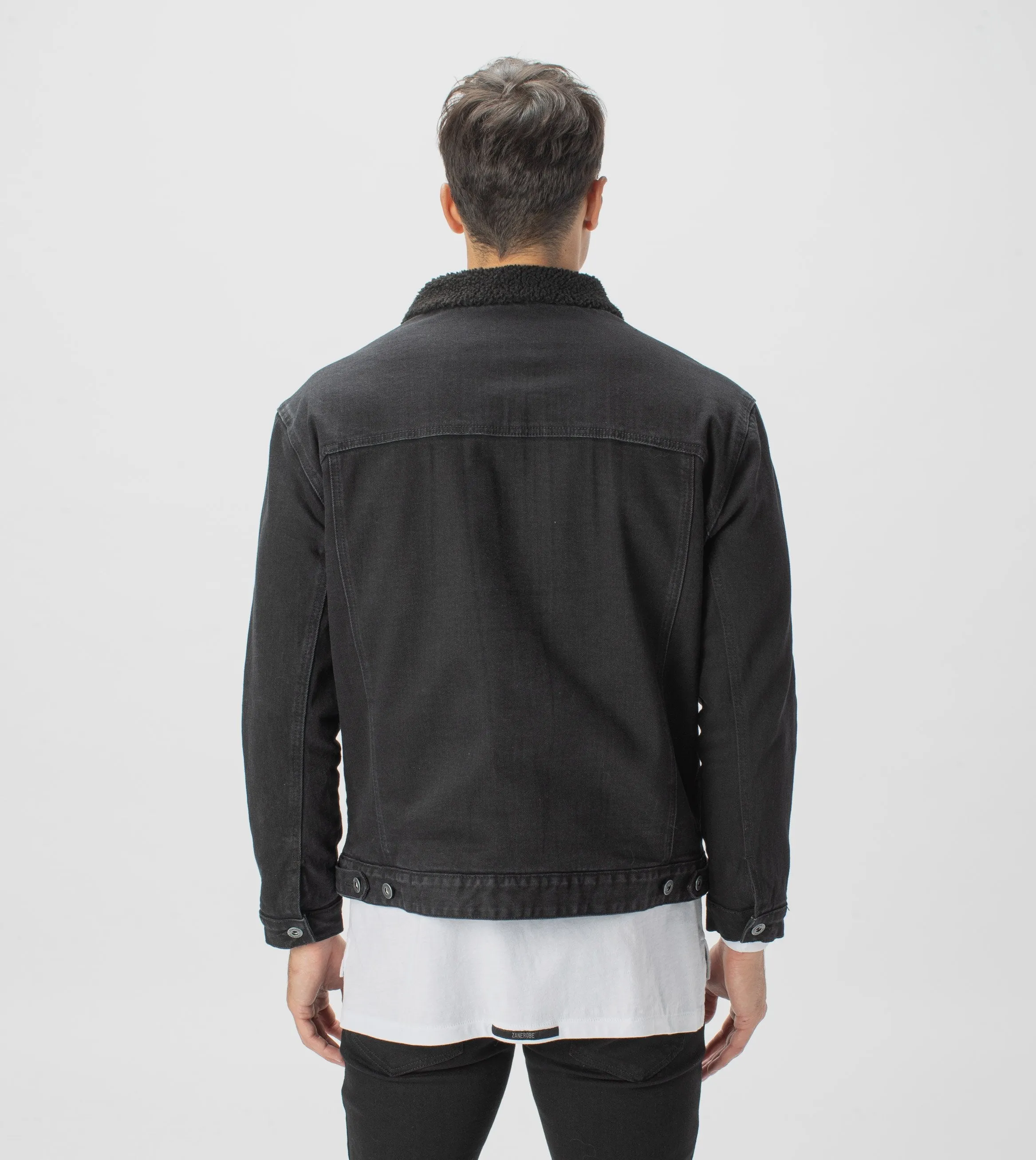 Sherpa Denim Jacket Black