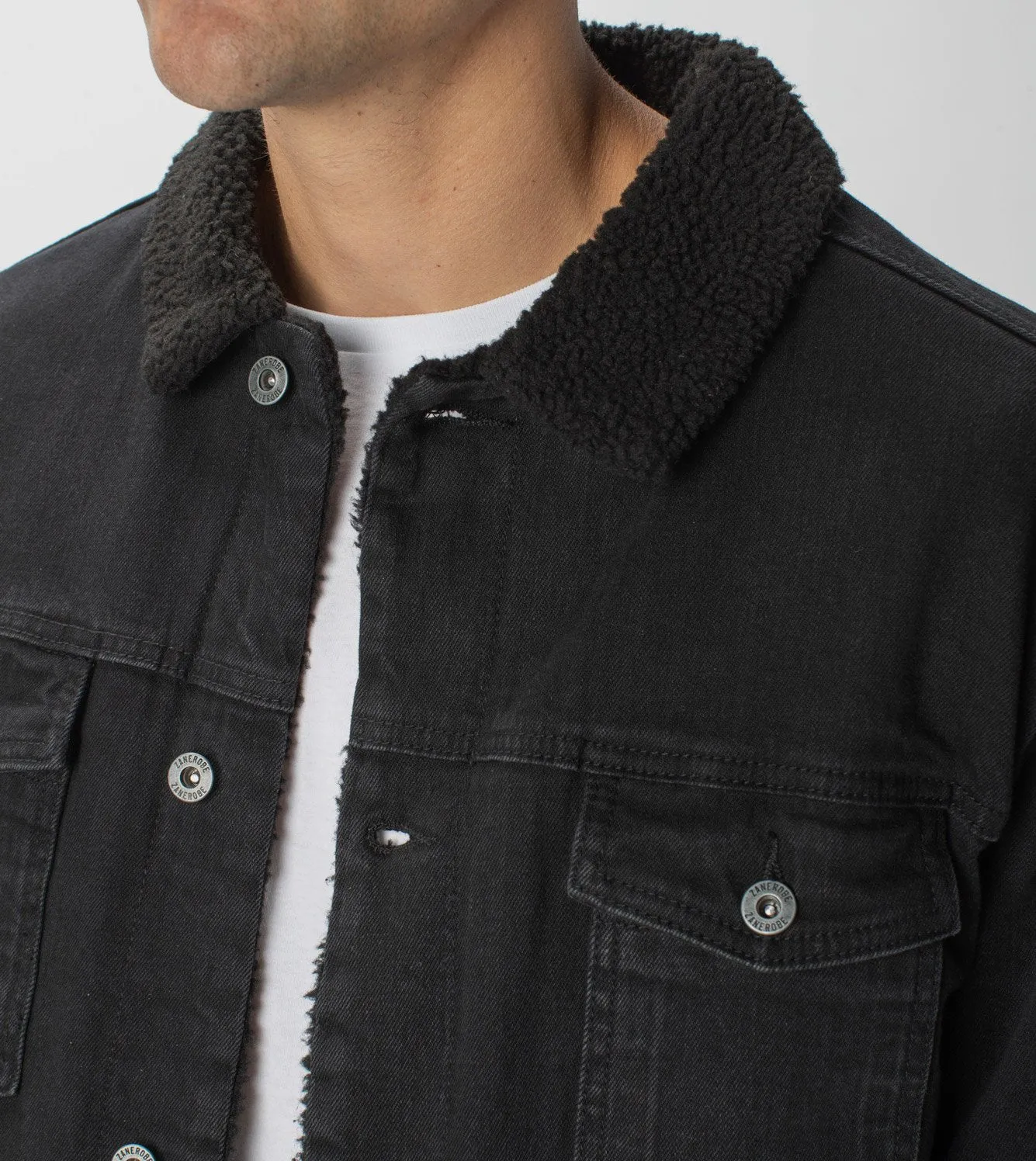 Sherpa Denim Jacket Black