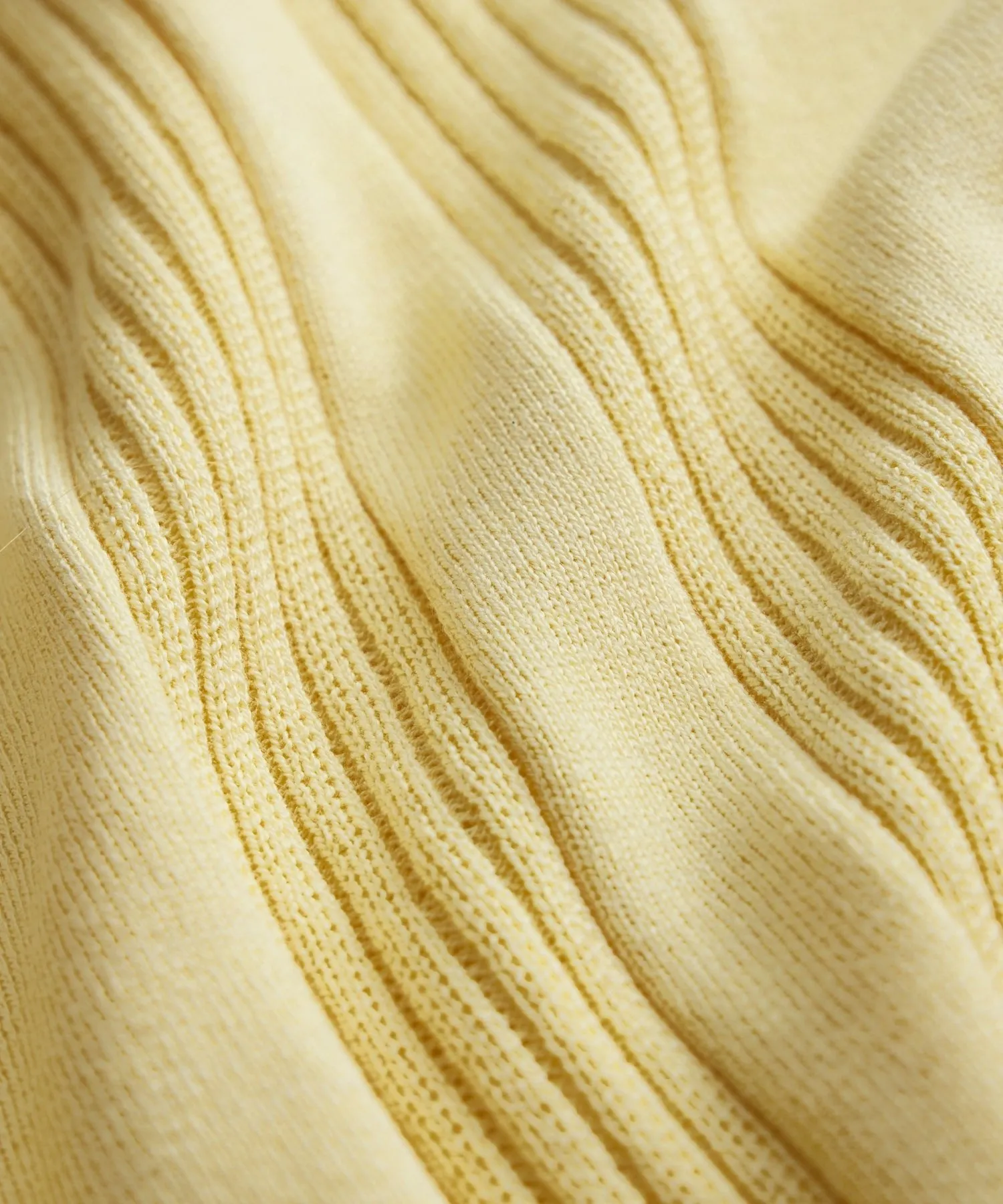 Silk Cotton Ribbed Polo in Lemon