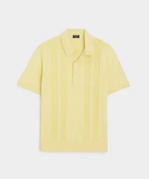 Silk Cotton Ribbed Polo in Lemon