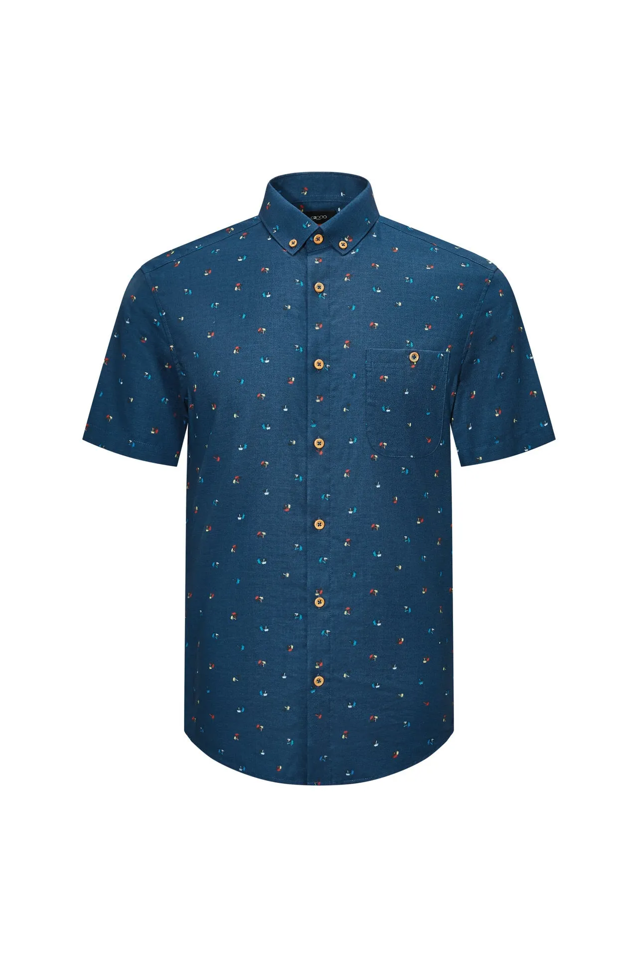 Small Palm Tree Print Casual Shirt in Smart Fit