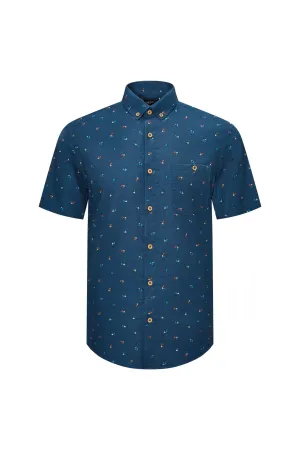 Small Palm Tree Print Casual Shirt in Smart Fit