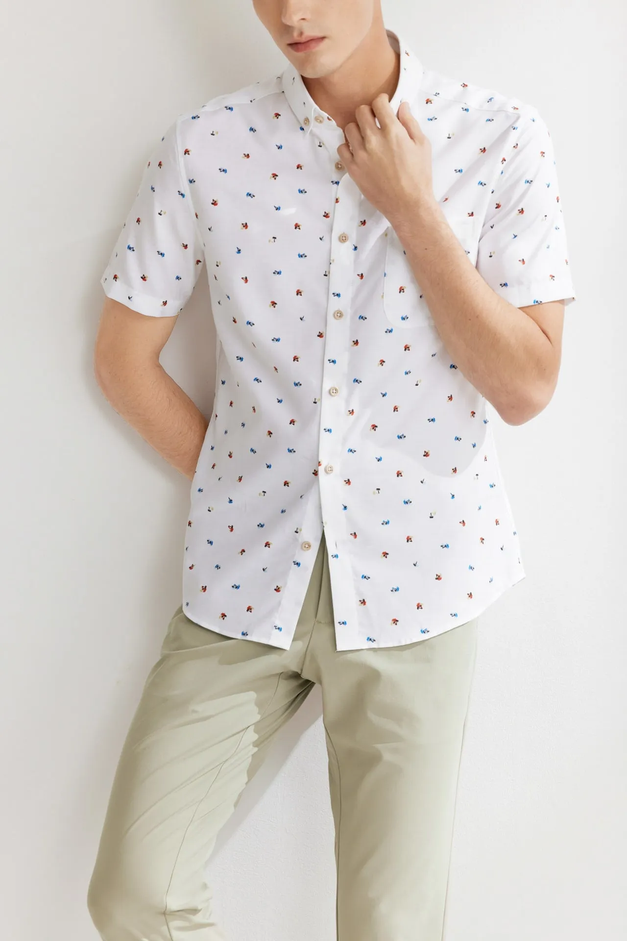 Small Palm Tree Print Casual Shirt in Smart Fit