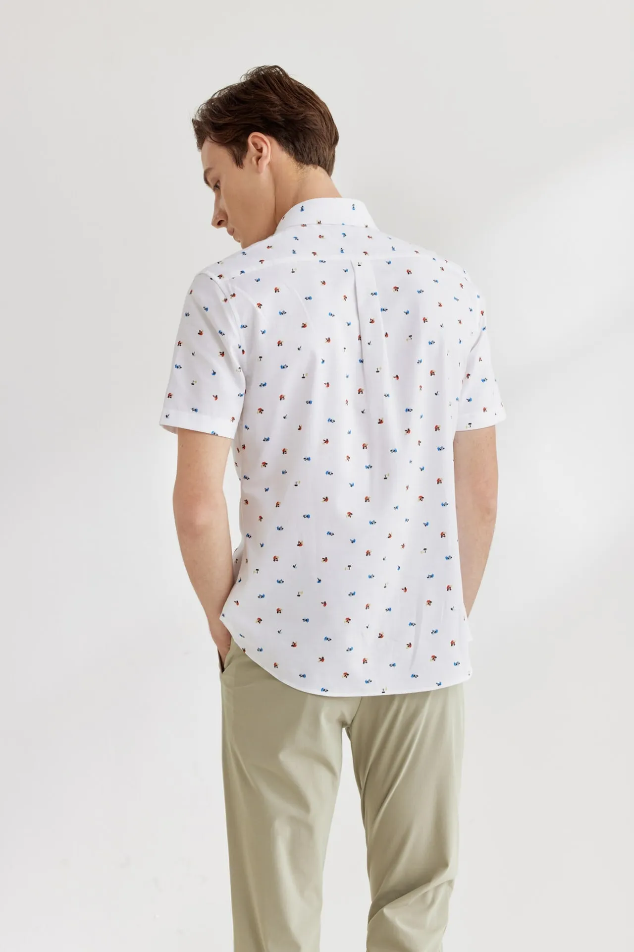 Small Palm Tree Print Casual Shirt in Smart Fit