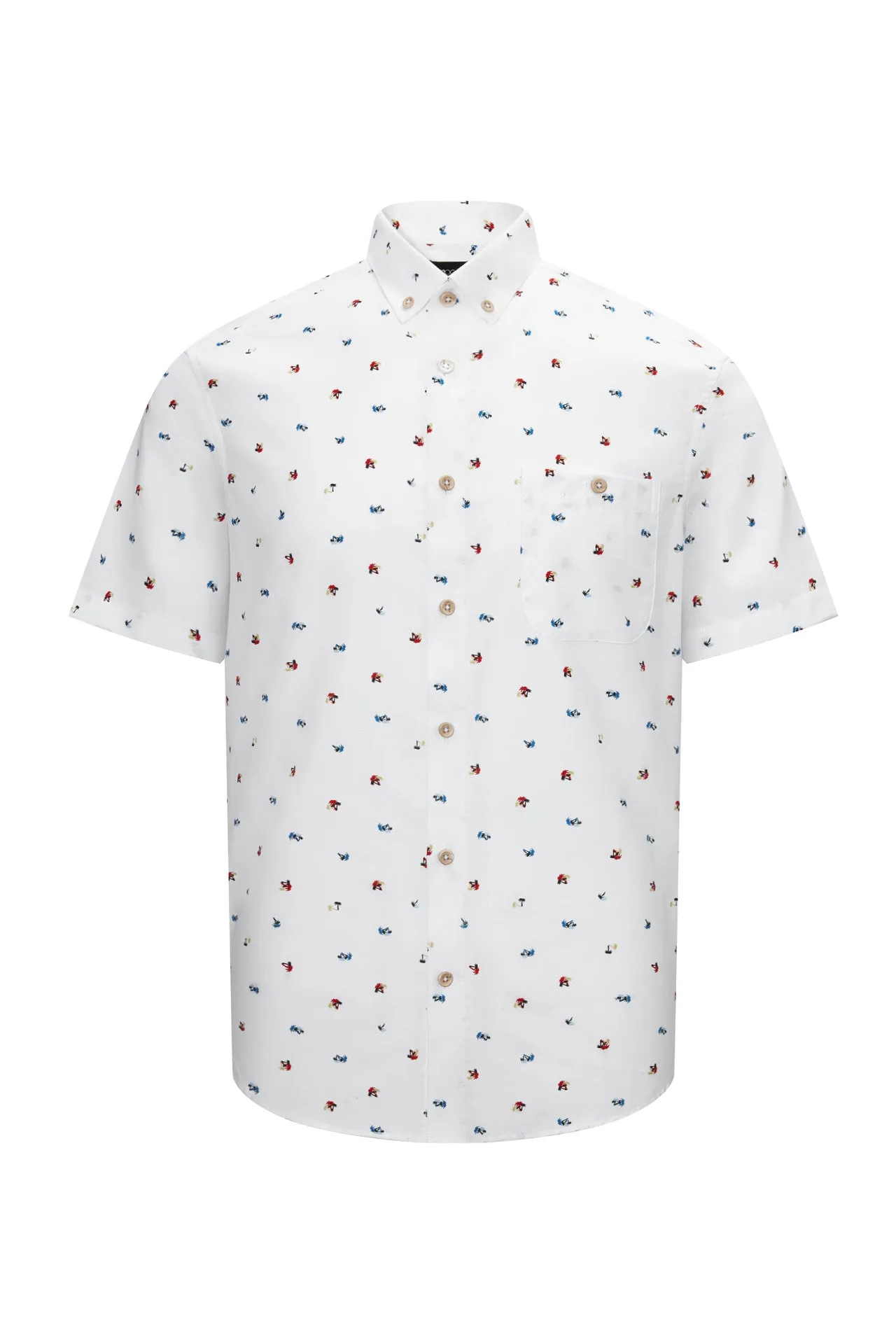 Small Palm Tree Print Casual Shirt in Smart Fit