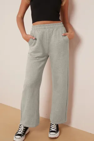 Straight Fleece Trousers (Mélange White)