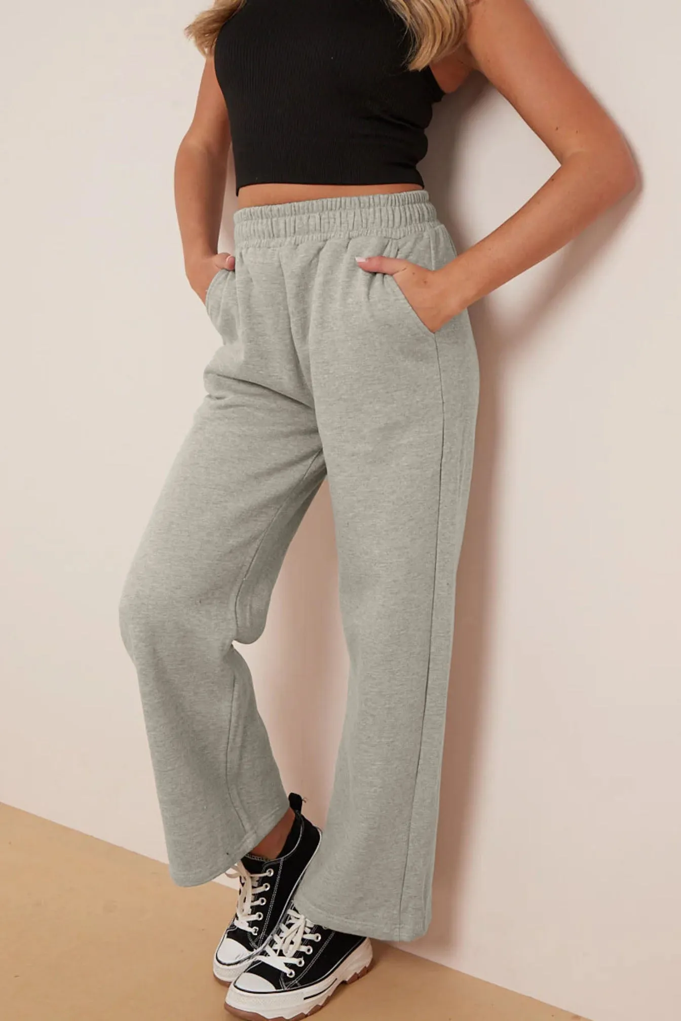 Straight Fleece Trousers (Mélange White)