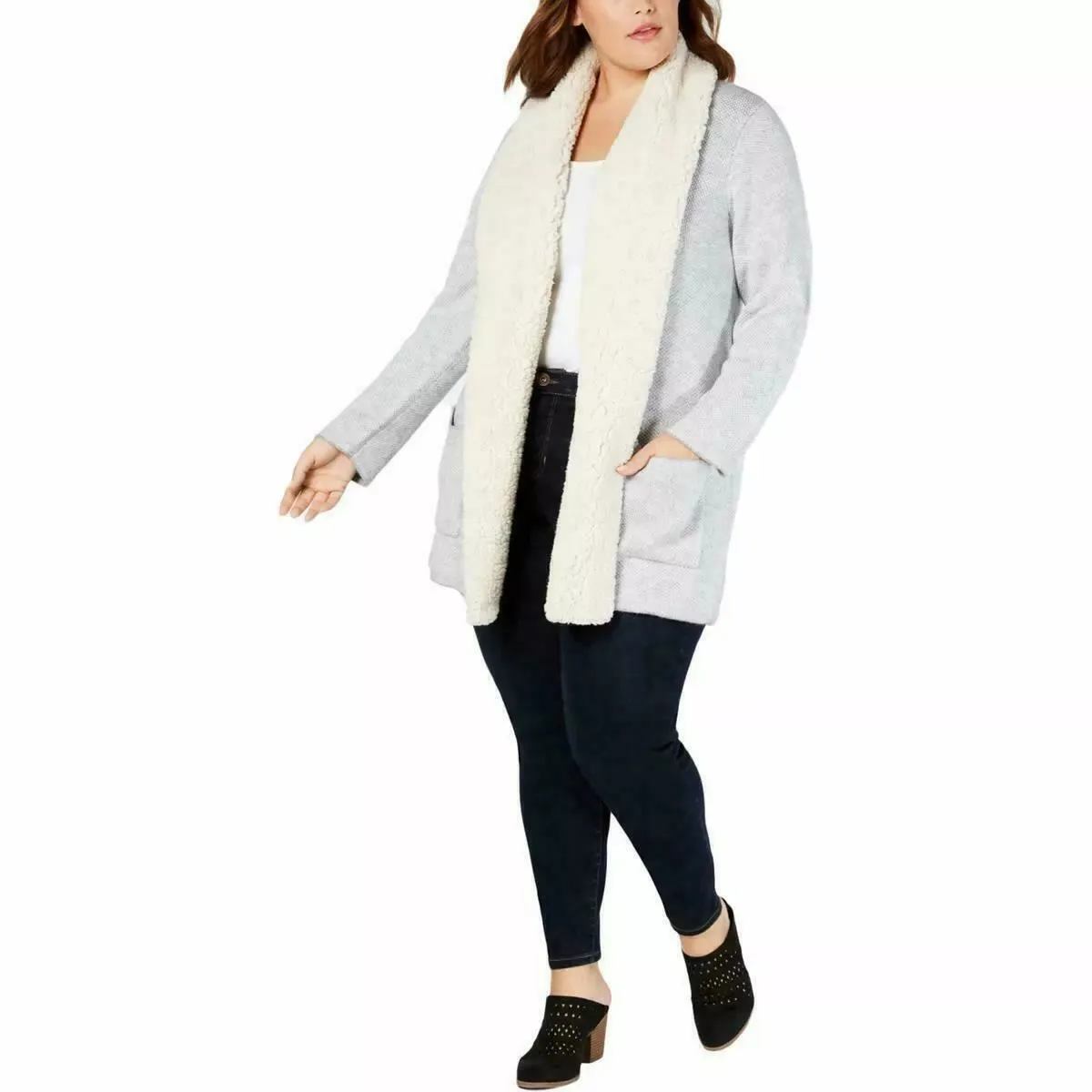 Style & Co. Womens Drapey Pocket Sweatercoat