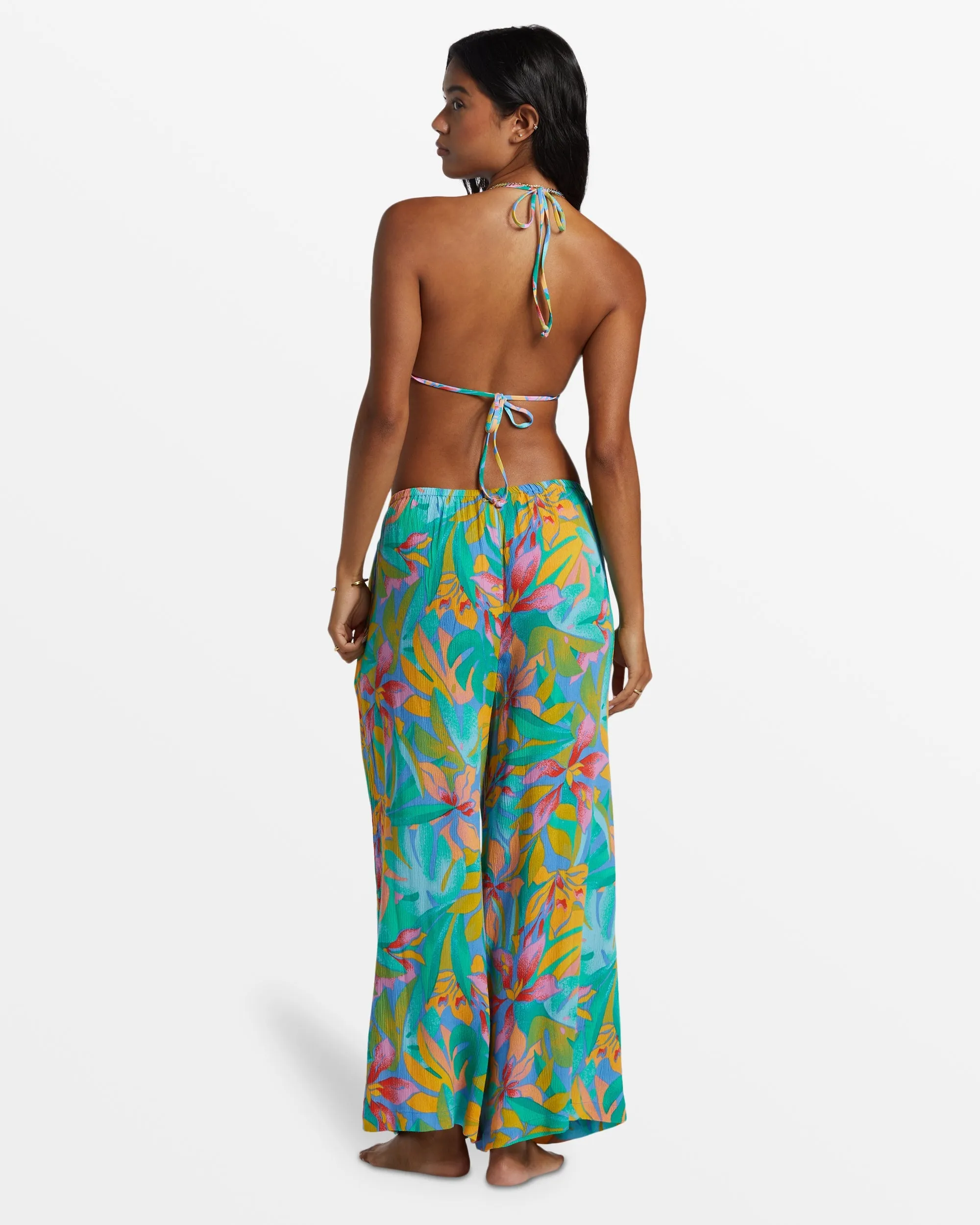 Sun Catcher Elastic Waist Printed Pants - Marina