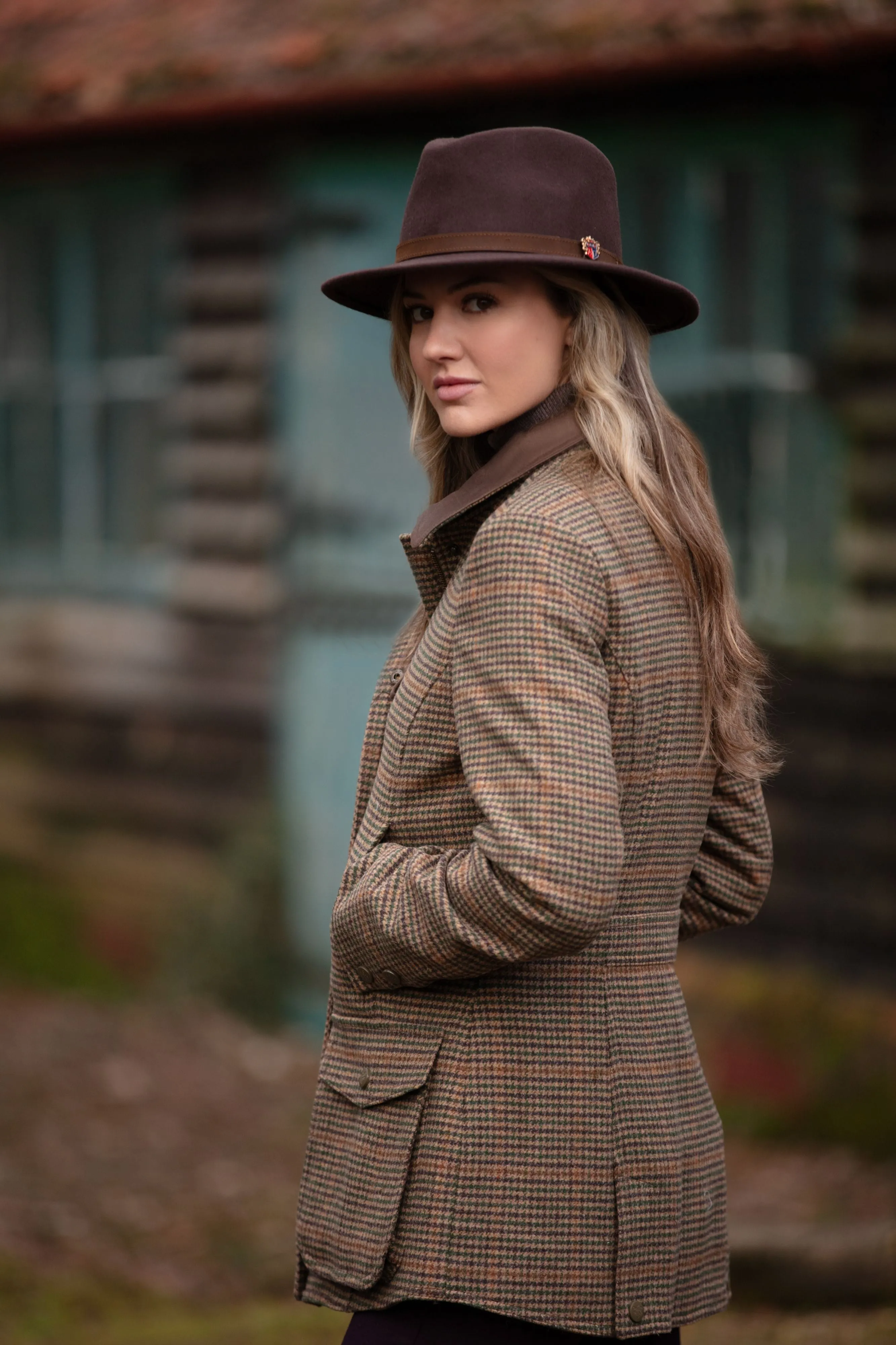 Surrey Ladies Tweed Coat In Sycamore - Regular Fit