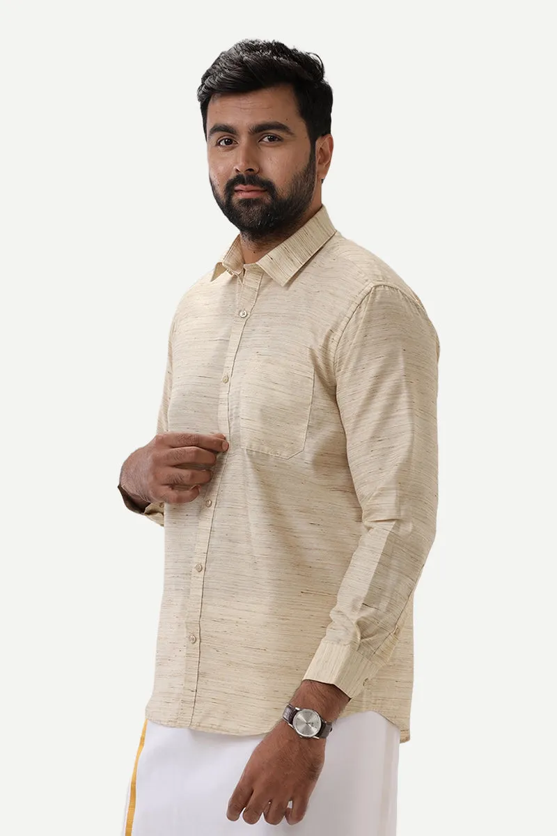 Swaraj - Light Sandal Silk Shirts For Men | Uathayam