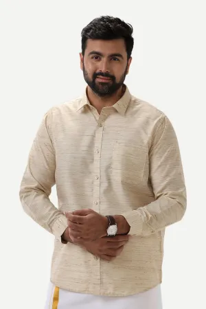 Swaraj - Light Sandal Silk Shirts For Men | Uathayam