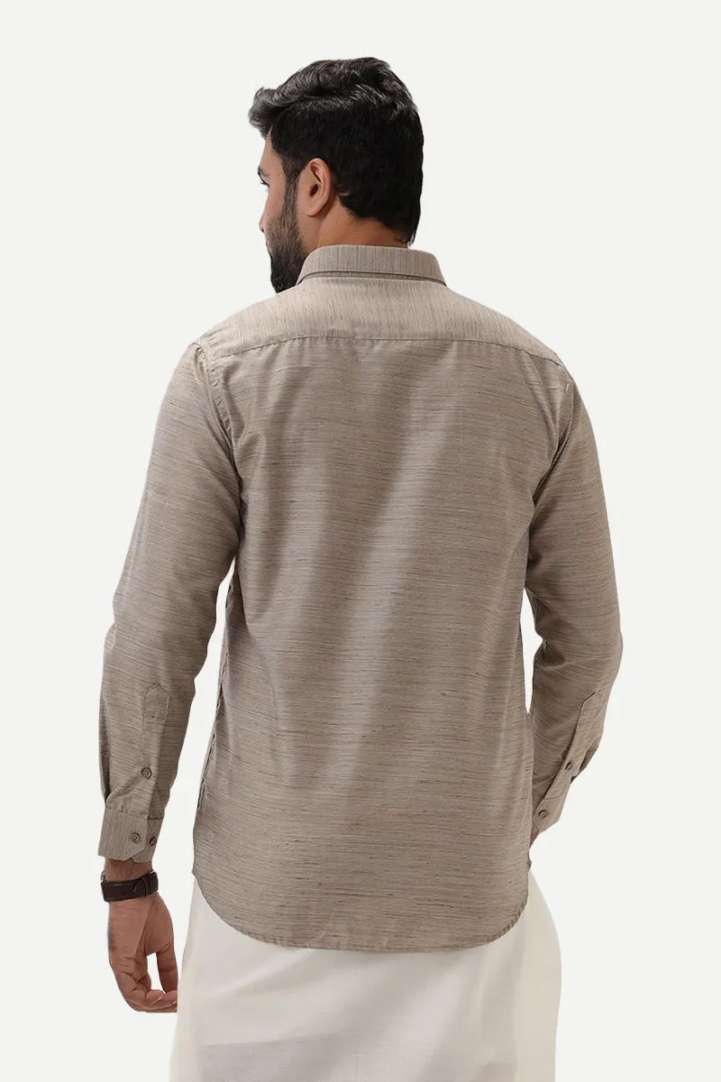 Swaraj - Sand Brown Silk Shirts For Men | Uathayam