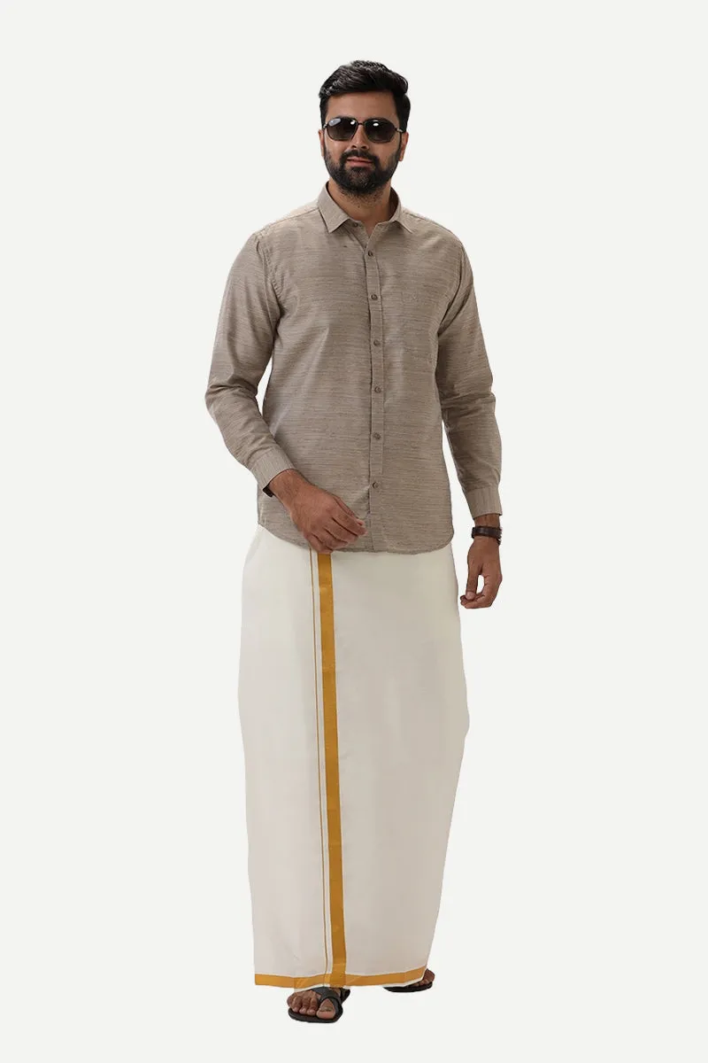 Swaraj - Sand Brown Silk Shirts For Men | Uathayam