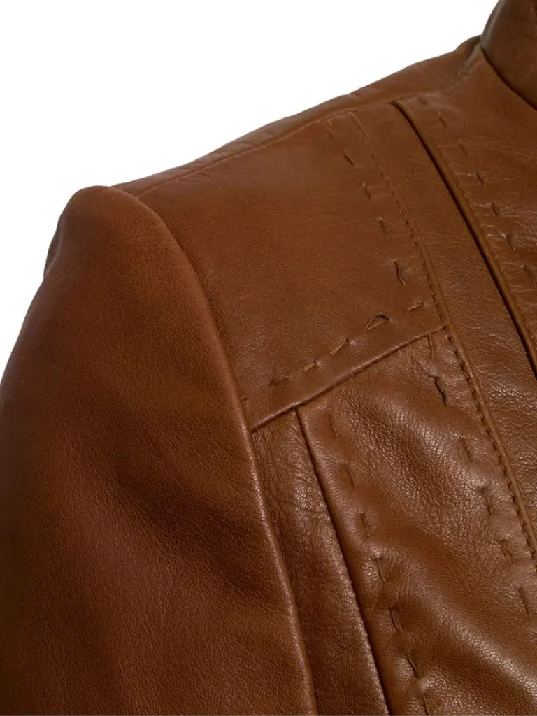 Tan Brown Classic Leather Jacket