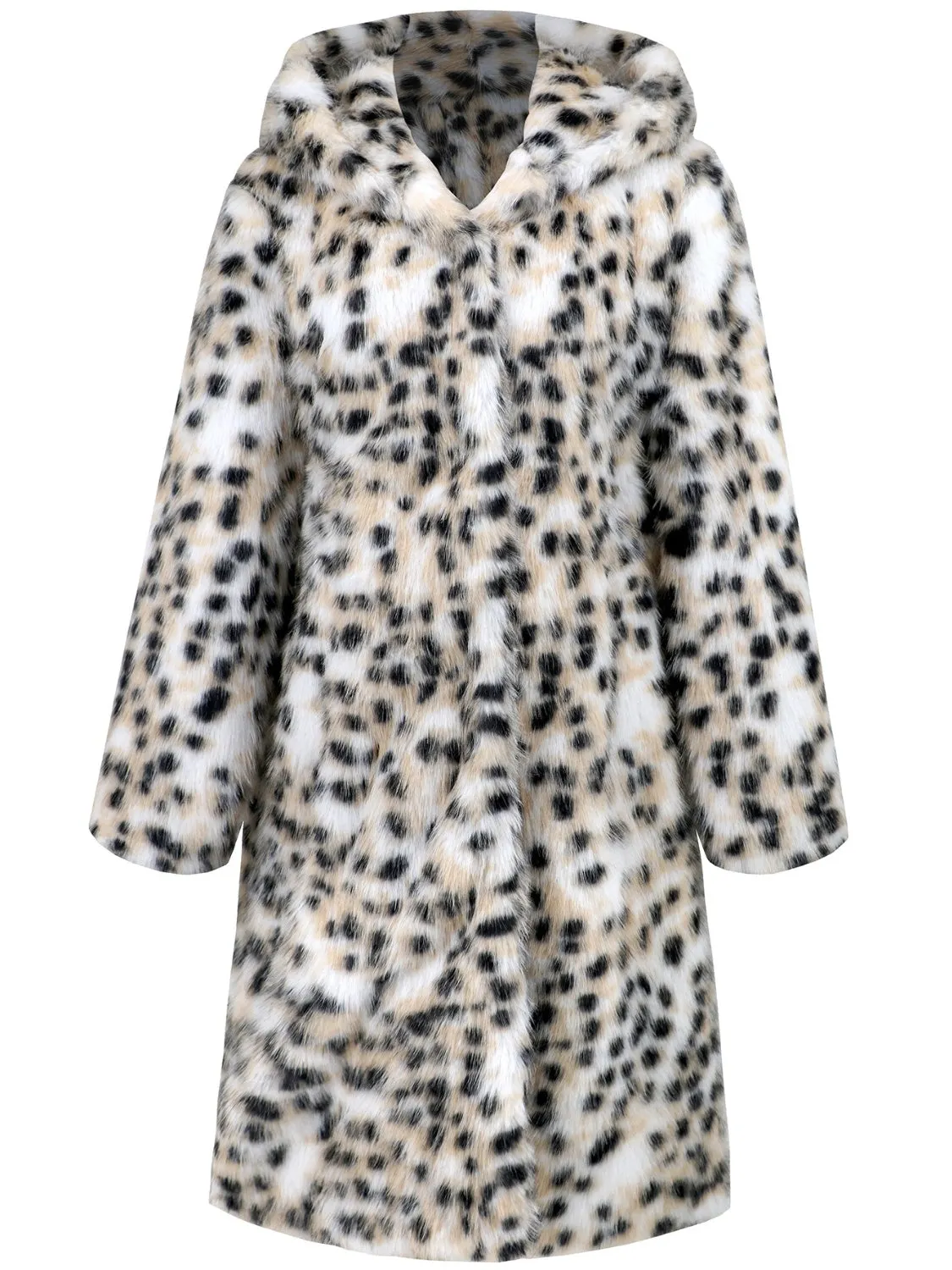 That Girl Thermal Leopard Faux Fur Hooded Outerwear