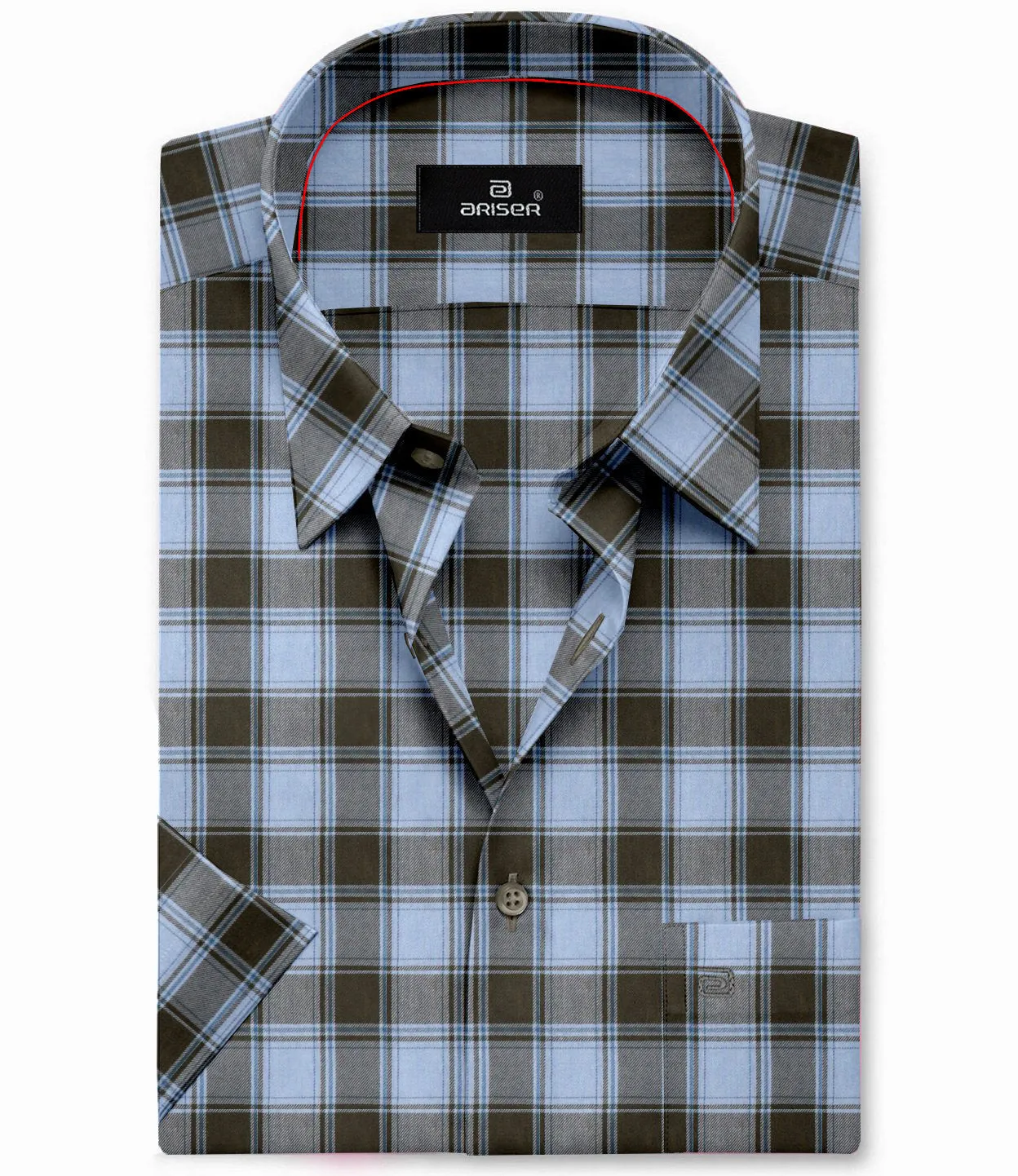 Vegas - Light Blue With Black Checked Shirts For Mens | Ariser