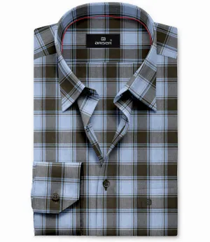 Vegas - Light Blue With Black Checked Shirts For Mens | Ariser