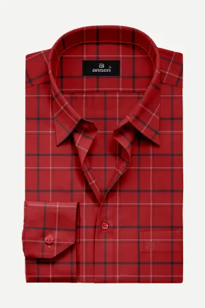 Vegas - Red With Black Checked Shirts For Mens | Ariser