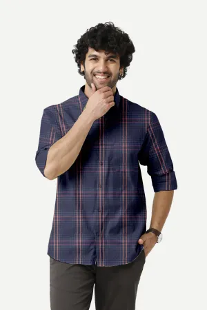 Vista - Navy Blue With Red Checked Shirts For Mens | Ariser