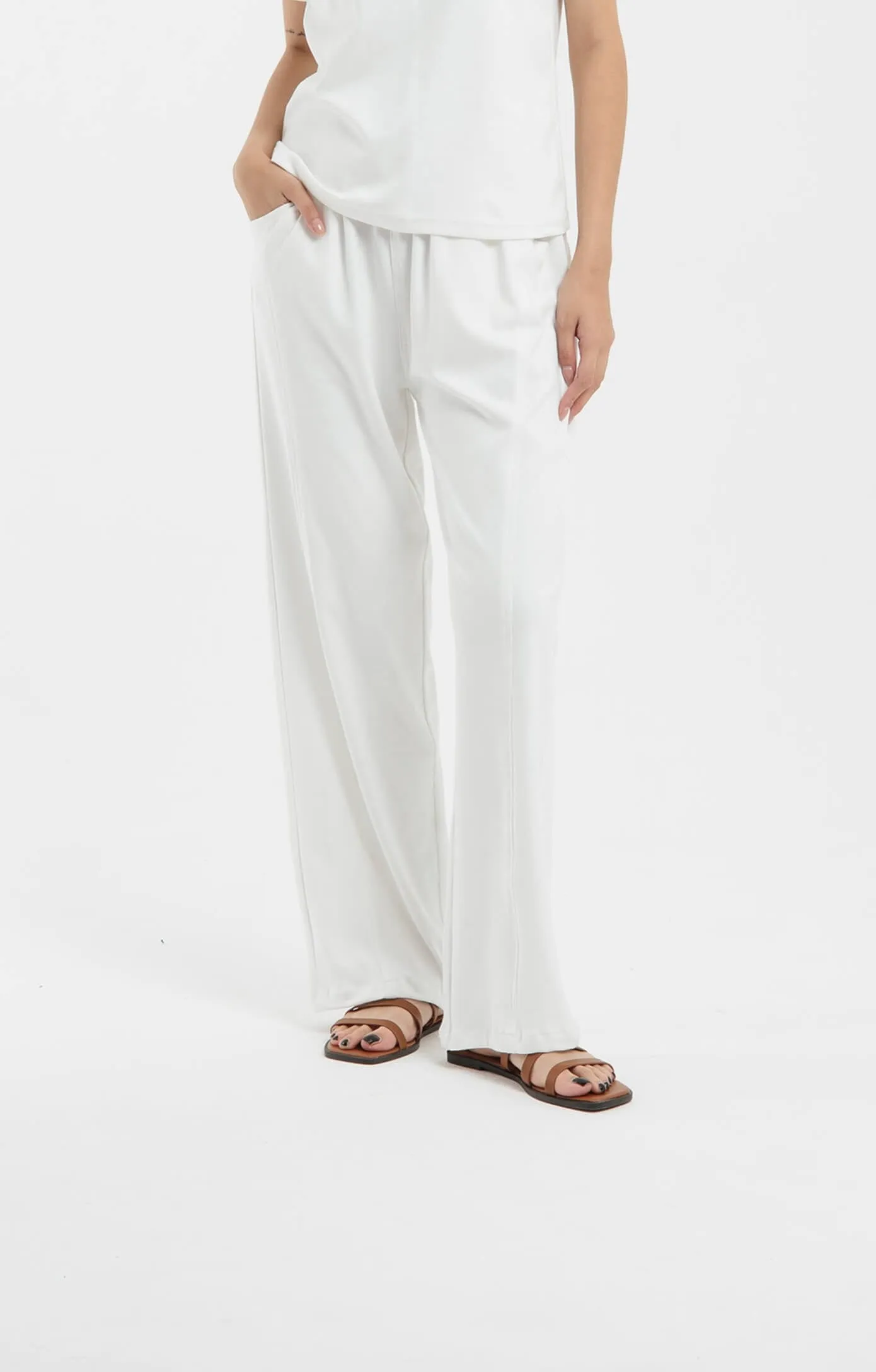 White Airy Bamboo Loose Pants