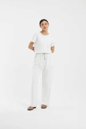 White Airy Bamboo Loose Pants