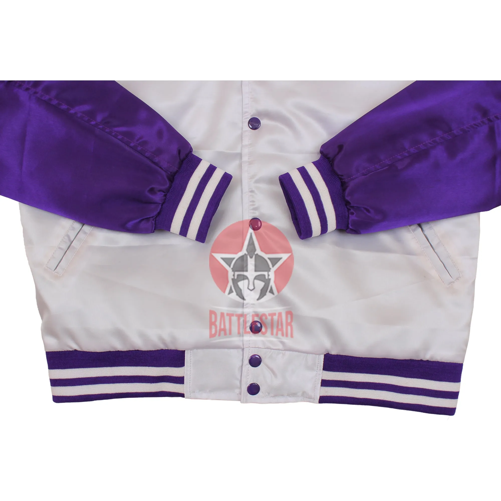 White Purple Satin Varsity Baseball Jacket