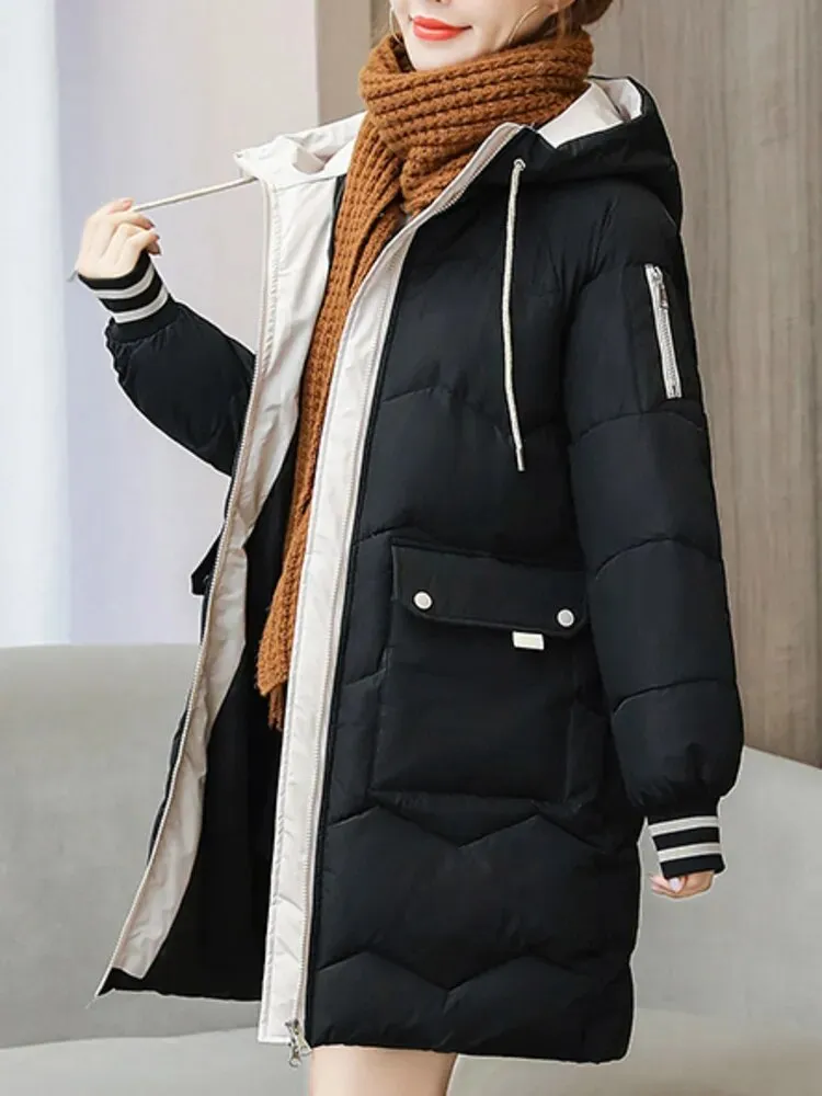 Winter Women Jacket Coats Long Parkas Down Cotton Hooded*