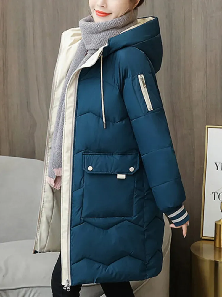 Winter Women Jacket Coats Long Parkas Down Cotton Hooded*