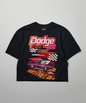 Womens Dodge Challenger Short Sleeve Cropped Tee - Black