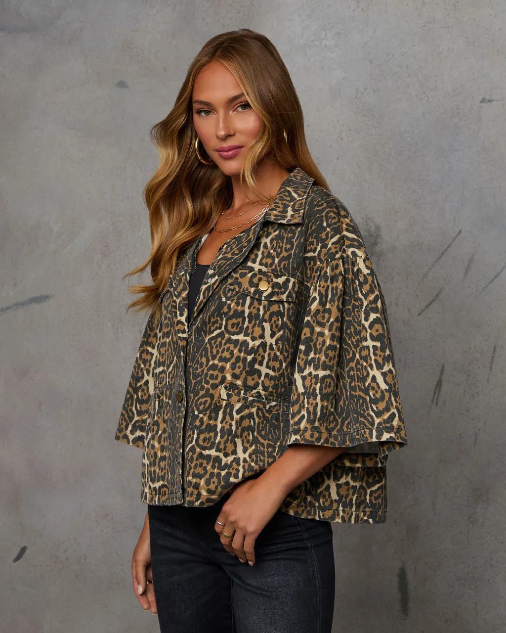 Woodlen Feels Leopard Short Sleeve Jacket